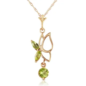 0.4 Carat 14K Solid Yellow Gold Flutter Fly Peridot Necklace