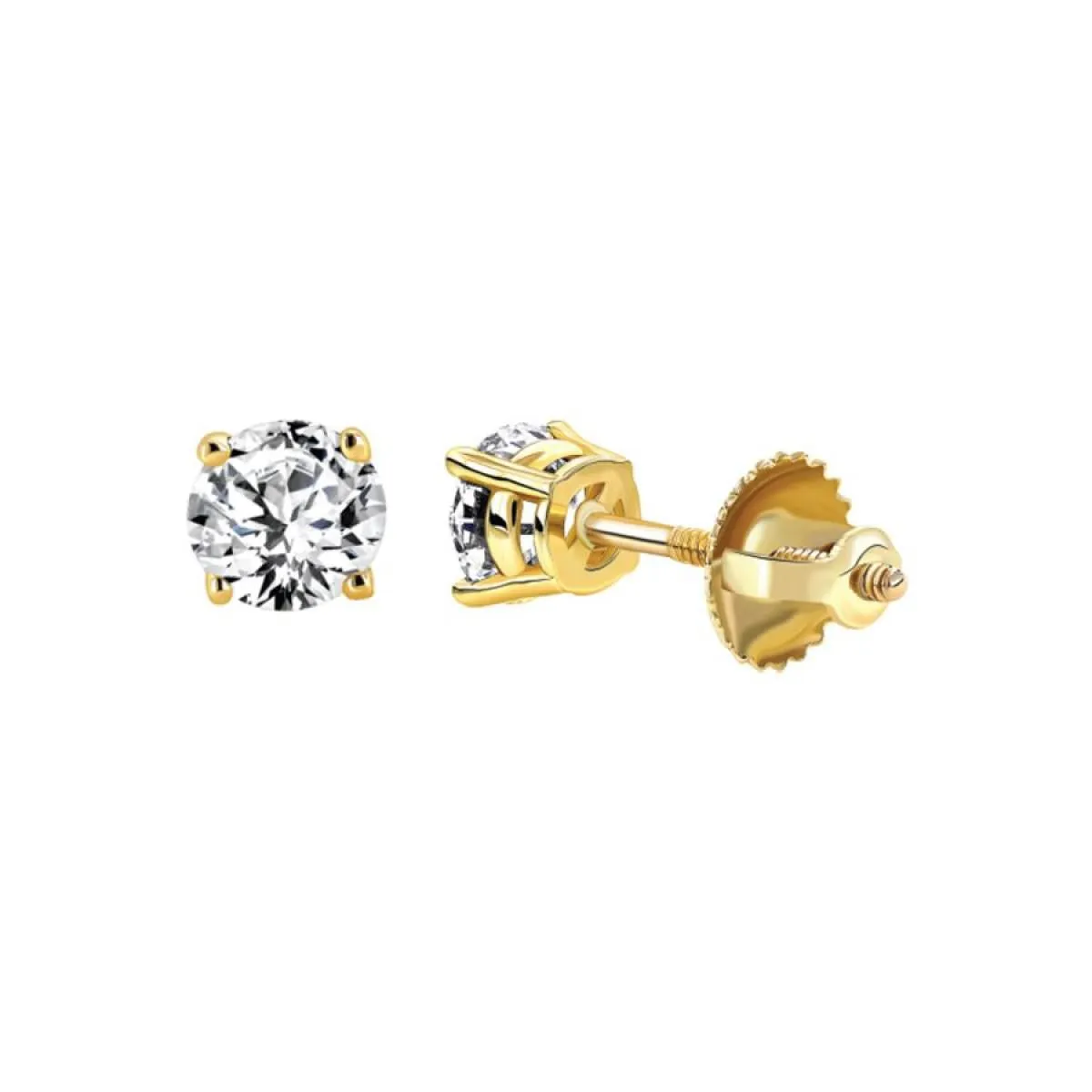 0.50ct Diamond Round Solitaire Stud Earrings 14k Yellow Gold