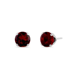 0.5ct Sterling Silver Round Garnet CZ Stud Earrings 4mm