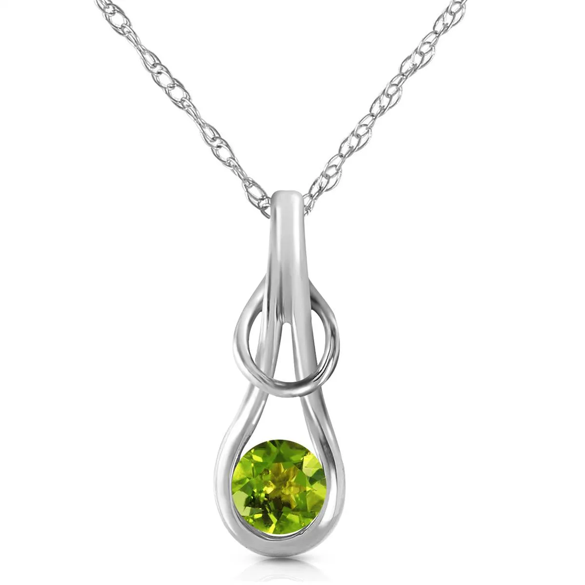 0.65 Carat 14K Solid White Gold Inevitable Journey Peridot Necklace