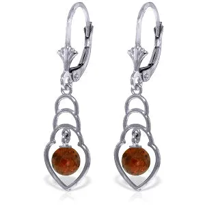 1.25 Carat 14K Solid White Gold Earrings Natural Garnet