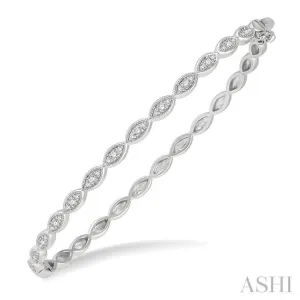 1/3 Ctw Marquise Mount Round Cut Diamond Stackable Bangle in 14K White Gold