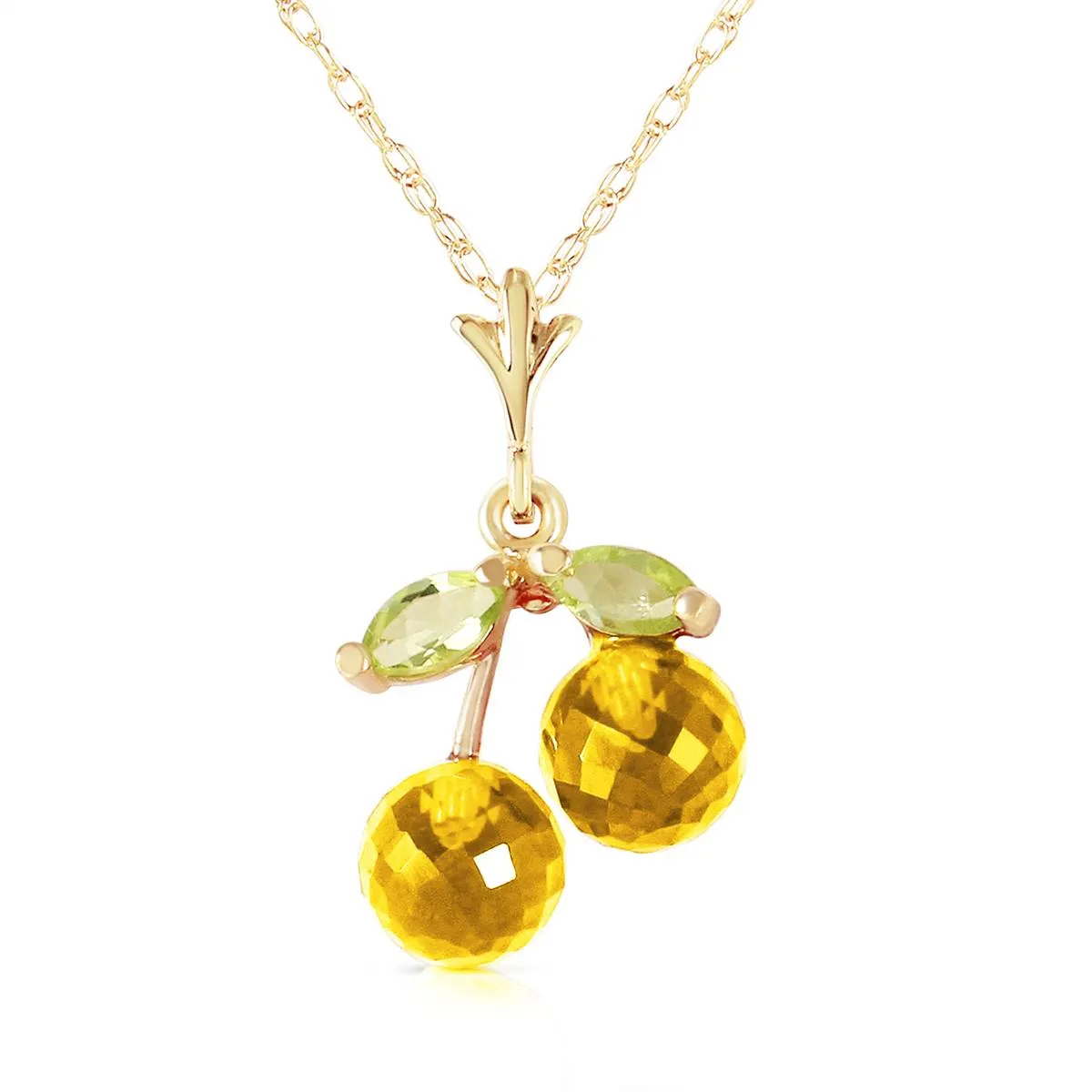 1.45 Carat 14K Solid Yellow Gold Summer Love Citrine Peridot Necklace