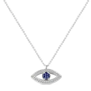 14K EVIL EYE NECKLACE,BLACK DIAM CENTER (151N094)