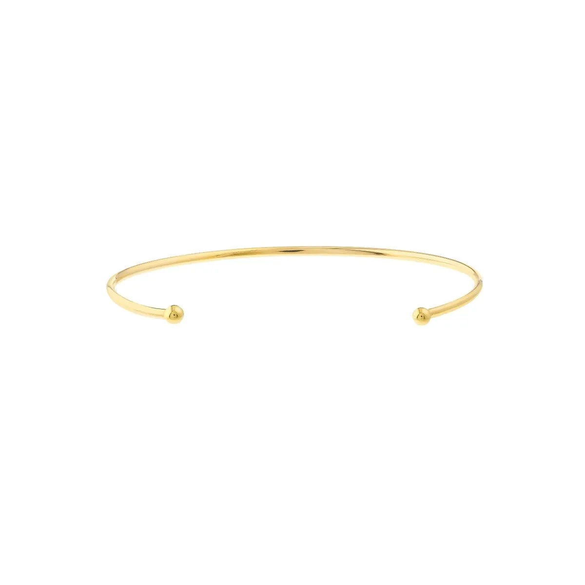 14K Gold Cuff Bangle with Beaded Ends