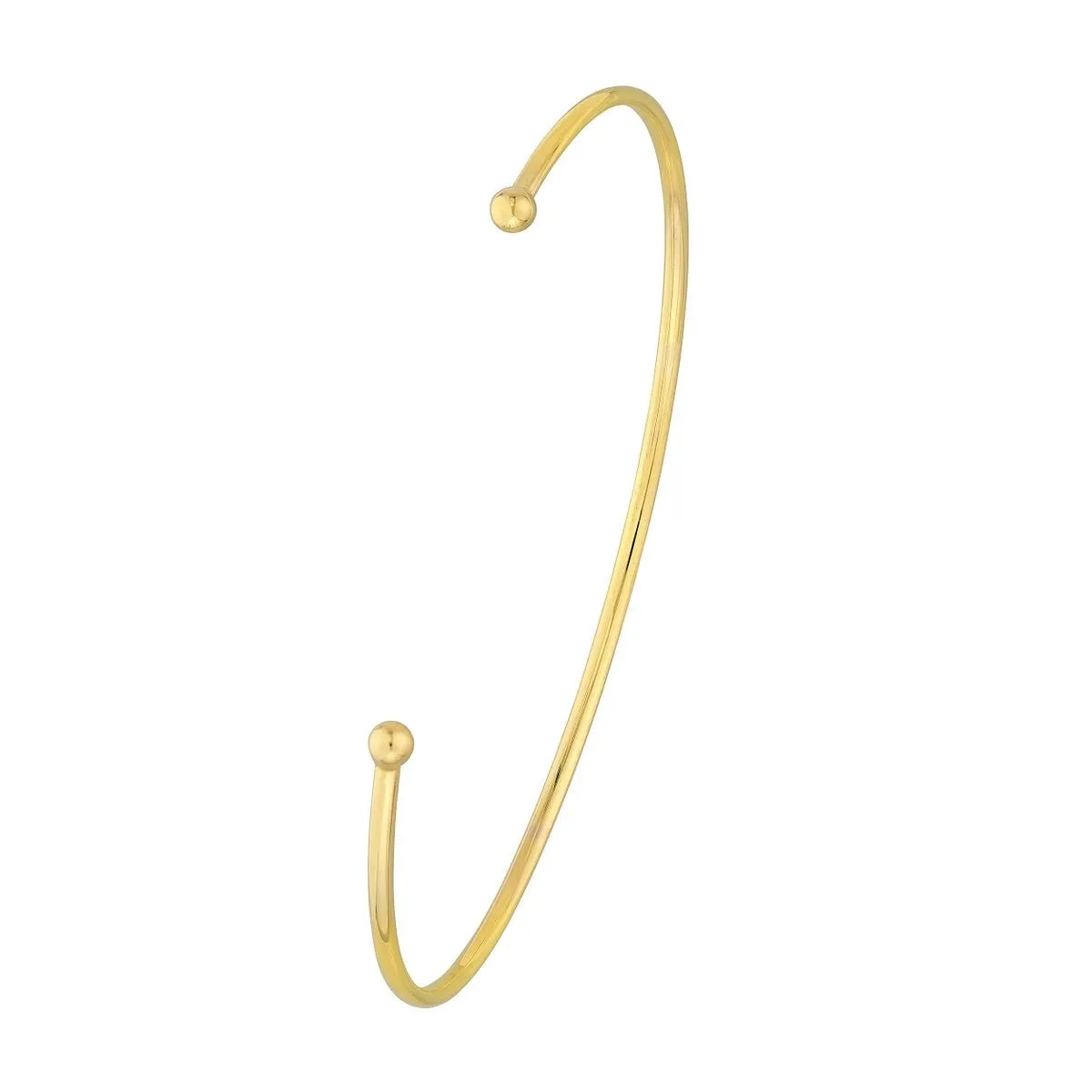 14K Gold Cuff Bangle with Beaded Ends