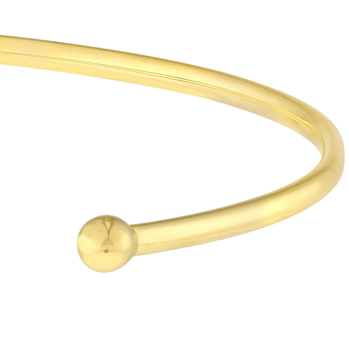 14K Gold Cuff Bangle with Beaded Ends