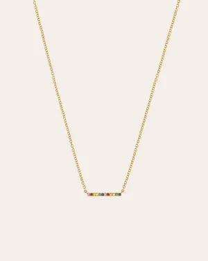 14k Gold Rainbow Bar Necklace