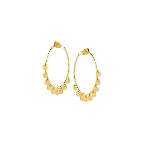 14K Open Hoop Dangling Earrings 32mm