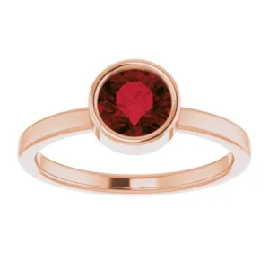 14K Rose 6 mm Natural Mozambique Garnet Ring