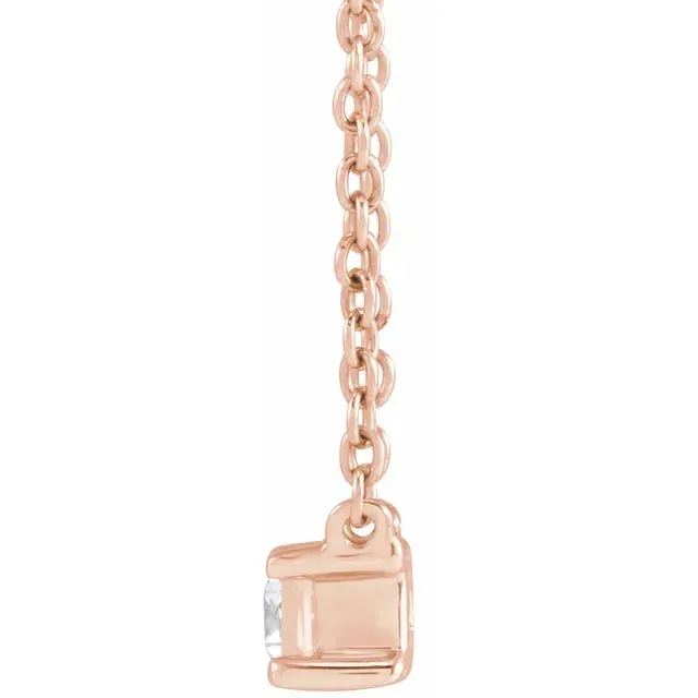 14K Rose Gold 1/3 CT Lab-Grown Diamond 16-18" Necklace