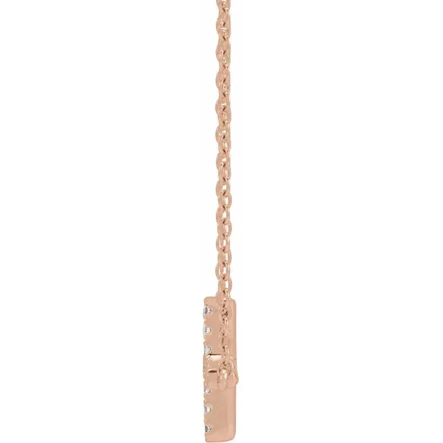 14K Rose Gold 1/6 CTW Lab-Grown Diamond Sideways Cross Necklace