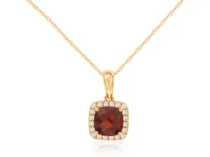 14K Rose Gold Garnet and Diamond Pendant