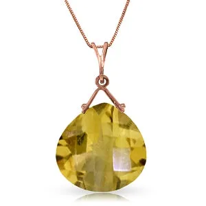 14K Solid Rose Gold Citrine Necklace Gemstone