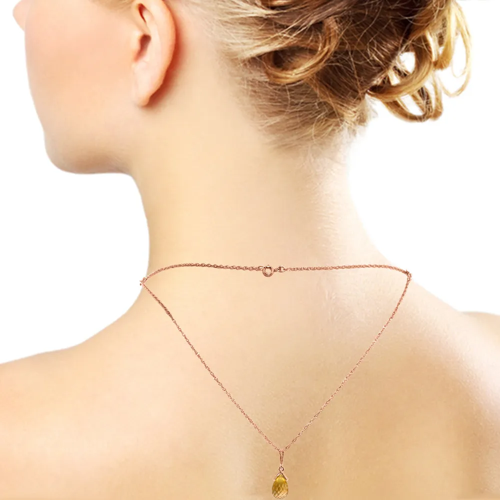 14K Solid Rose Gold Front And Back Drop Necklace w/ Briolette Citrines