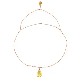 14K Solid Rose Gold Front And Back Drop Necklace w/ Briolette Citrines