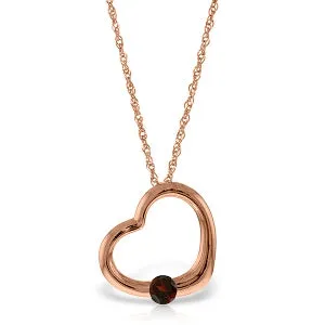 14K Solid Rose Gold Heart Necklace w/ Natural Garnet