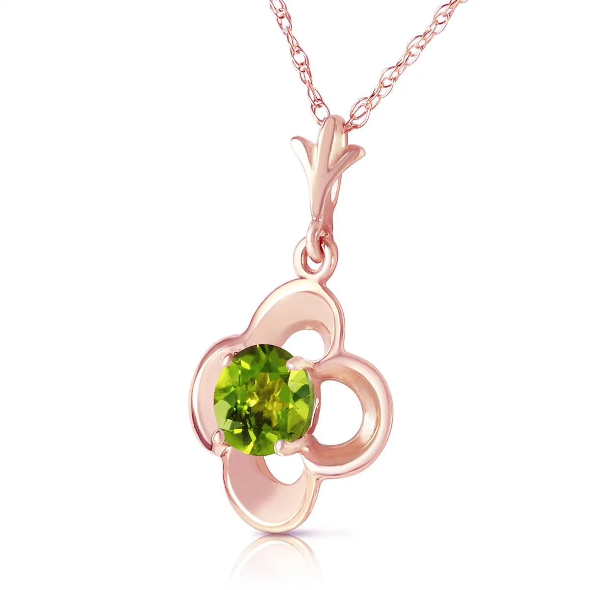 14K Solid Rose Gold Peridot Necklace Genuine