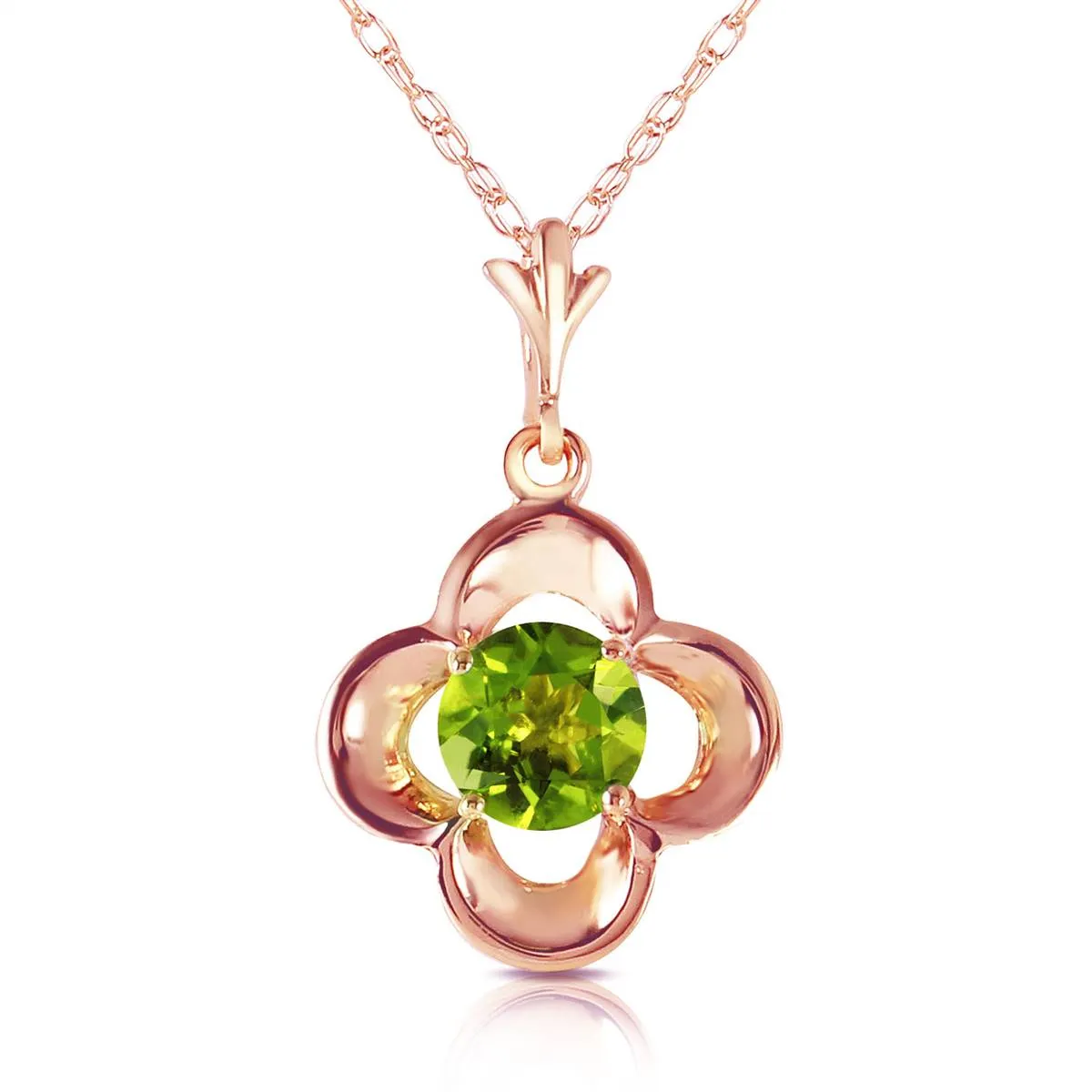 14K Solid Rose Gold Peridot Necklace Genuine