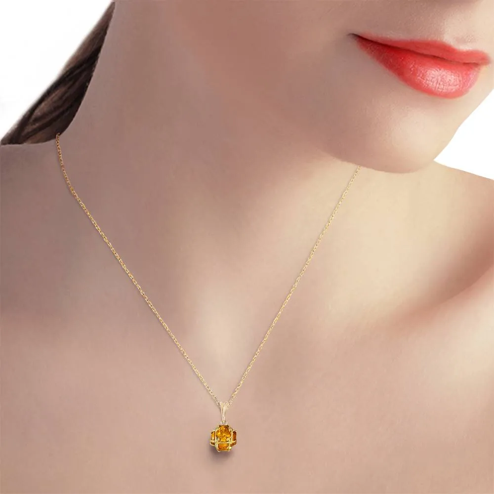 14K Solid Yellow Gold Necklace w/ Natural Citrines