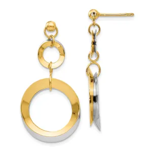 14k Two Tone Gold Polished Circle Post Earrings