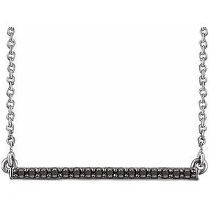 14K White 1/6 CTW Natural Blue Diamond Bar 16-18" Necklace