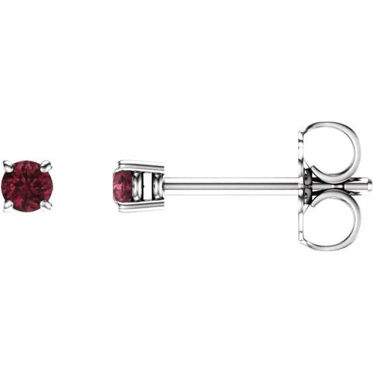 14K White 2.5 mm Natural Mozambique Garnet Stud Earrings