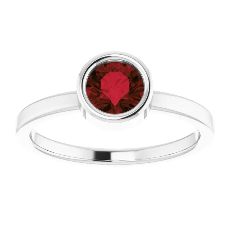 14K White 5.5 mm Natural Mozambique Garnet Ring