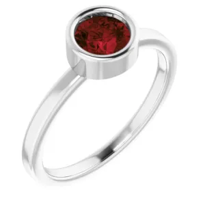 14K White 5.5 mm Natural Mozambique Garnet Ring