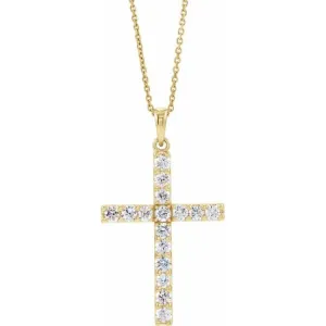 14K Yellow 1/5 CTW Natural Diamond Cross 18" Necklace