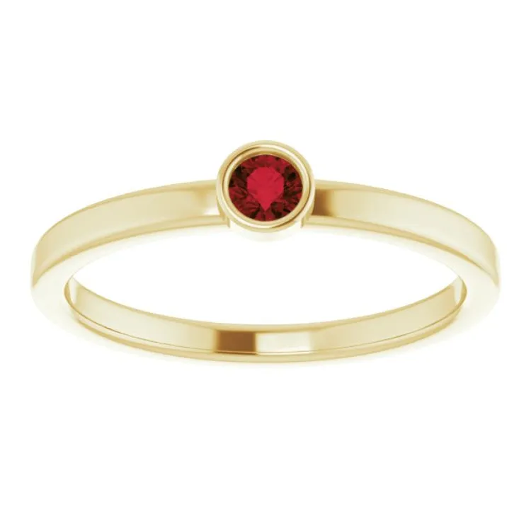 14K Yellow 3 mm Natural Mozambique Garnet Ring