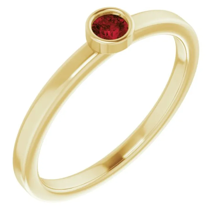 14K Yellow 3 mm Natural Mozambique Garnet Ring