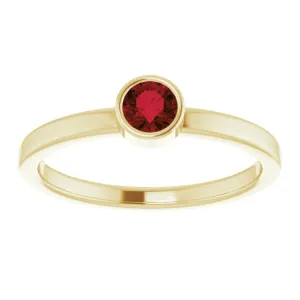 14K Yellow 4 mm Natural Mozambique Garnet Ring