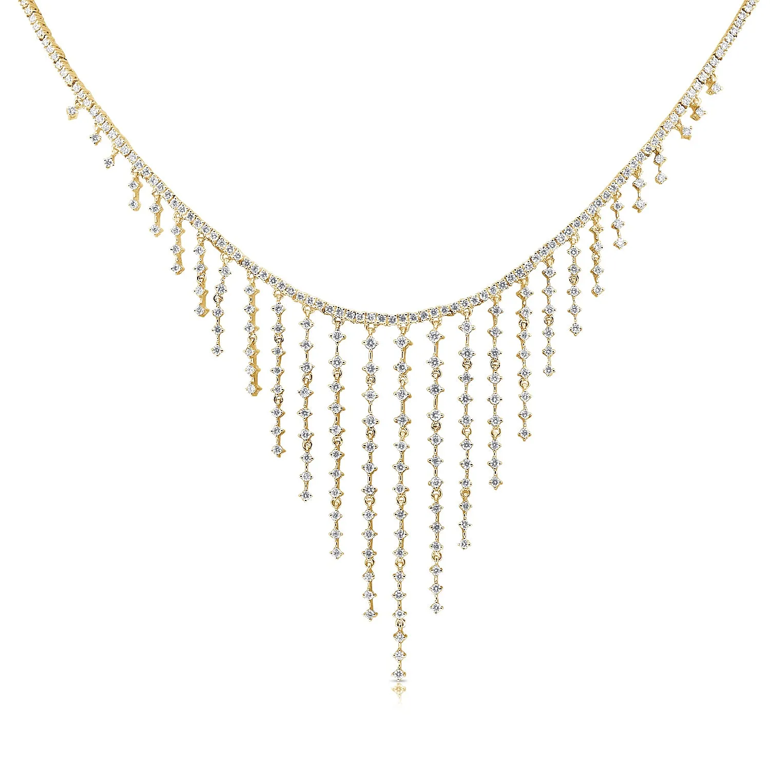 14K Yellow Gold Dripping Diamond Necklace