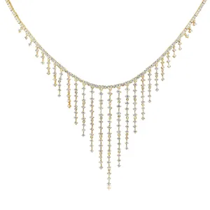 14K Yellow Gold Dripping Diamond Necklace