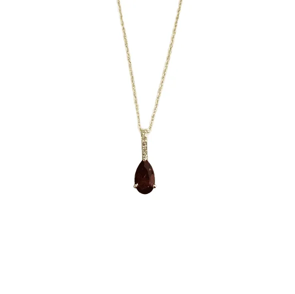 14KT Garnet & Diamond Necklace