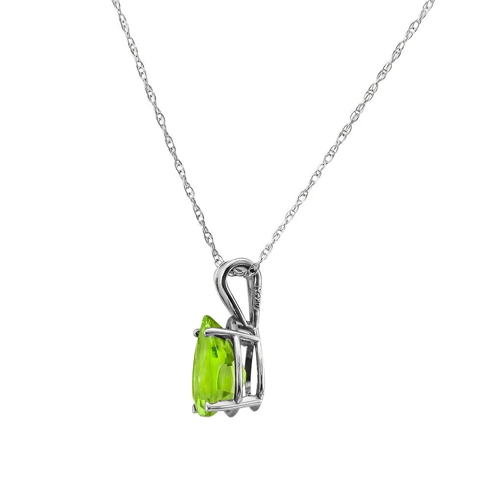 14KT GOLD 2.20 CARAT PEAR SHAPE PERIDOT NECKLACE