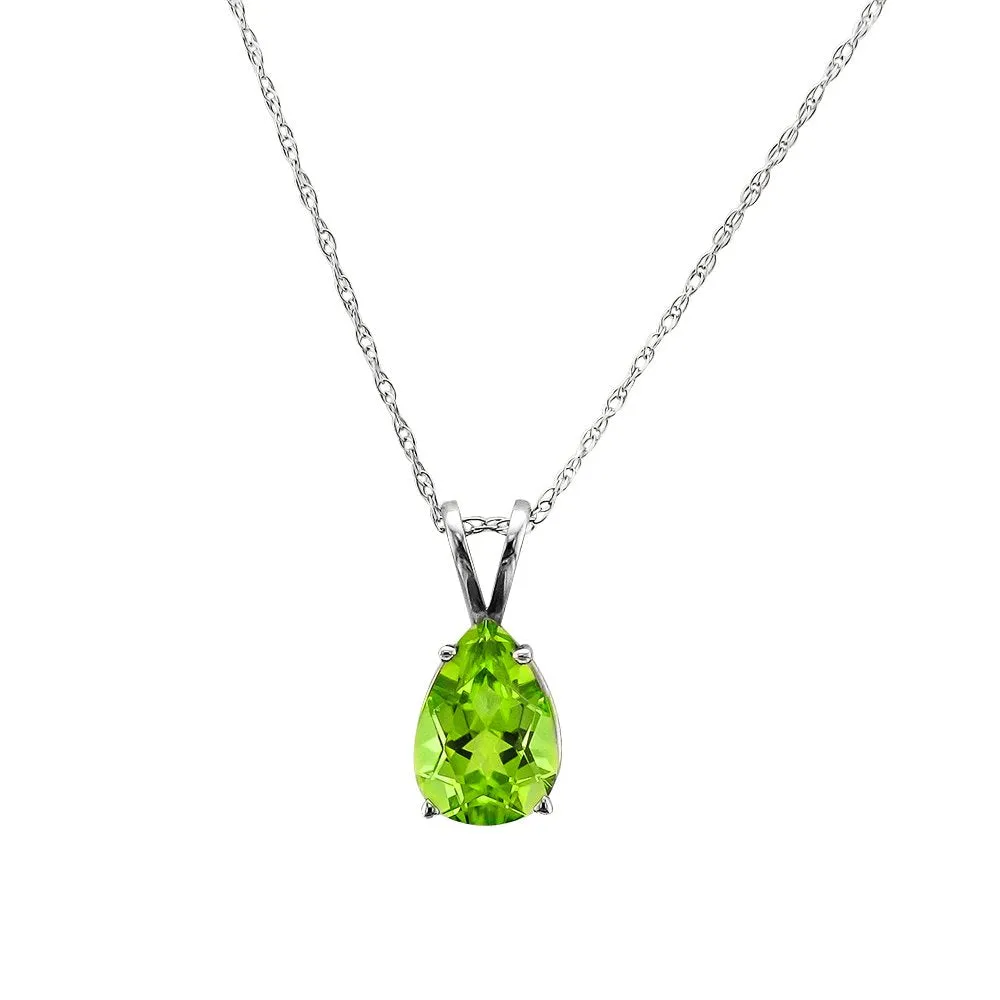 14KT GOLD 2.20 CARAT PEAR SHAPE PERIDOT NECKLACE