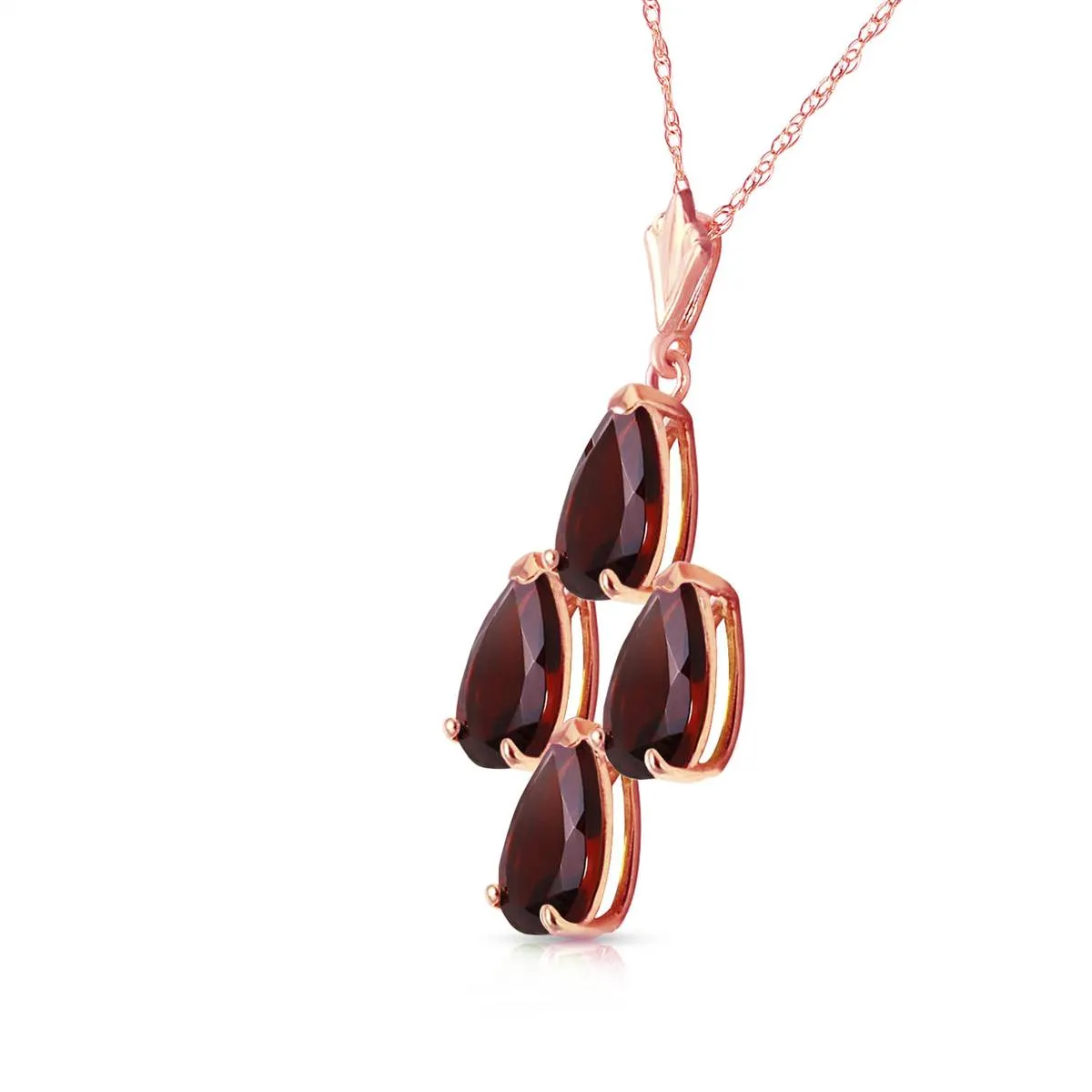 1.5 Carat 14K Solid Rose Gold Necklace Natural Garnet