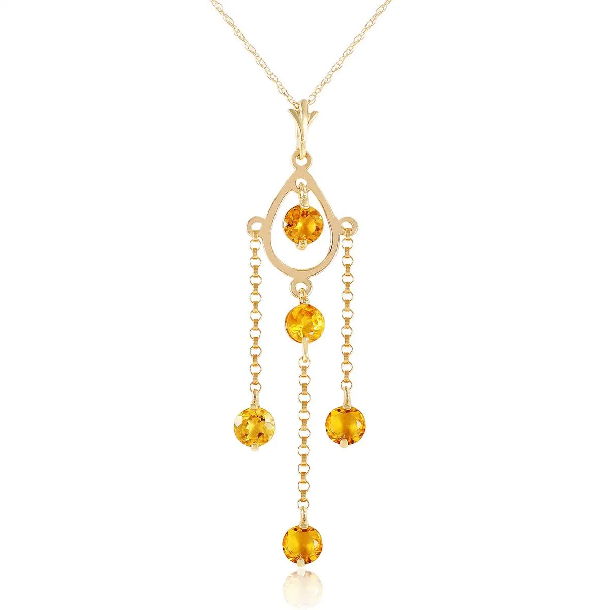 1.5 Carat 14K Solid Yellow Gold Ray Of Faith Citrine Necklace