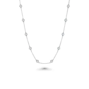 16 Stone Diamond By The Yard Necklace, Bezel Set Diamond Station Necklace (2.00 ct.) in 18K Gold