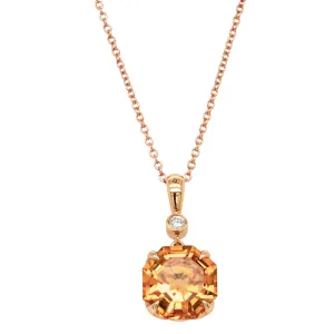 18ct Rose Gold Citrine & Diamond Octavia Pendant