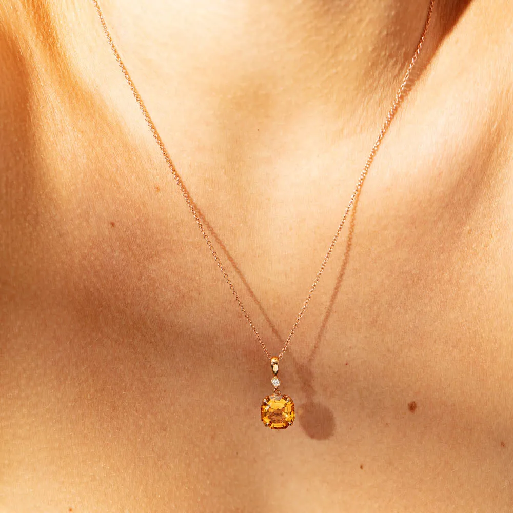 18ct Rose Gold Citrine & Diamond Octavia Pendant