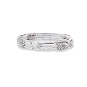 18ct White Gold Bangle with Cubic Zirconia Stones BG9023