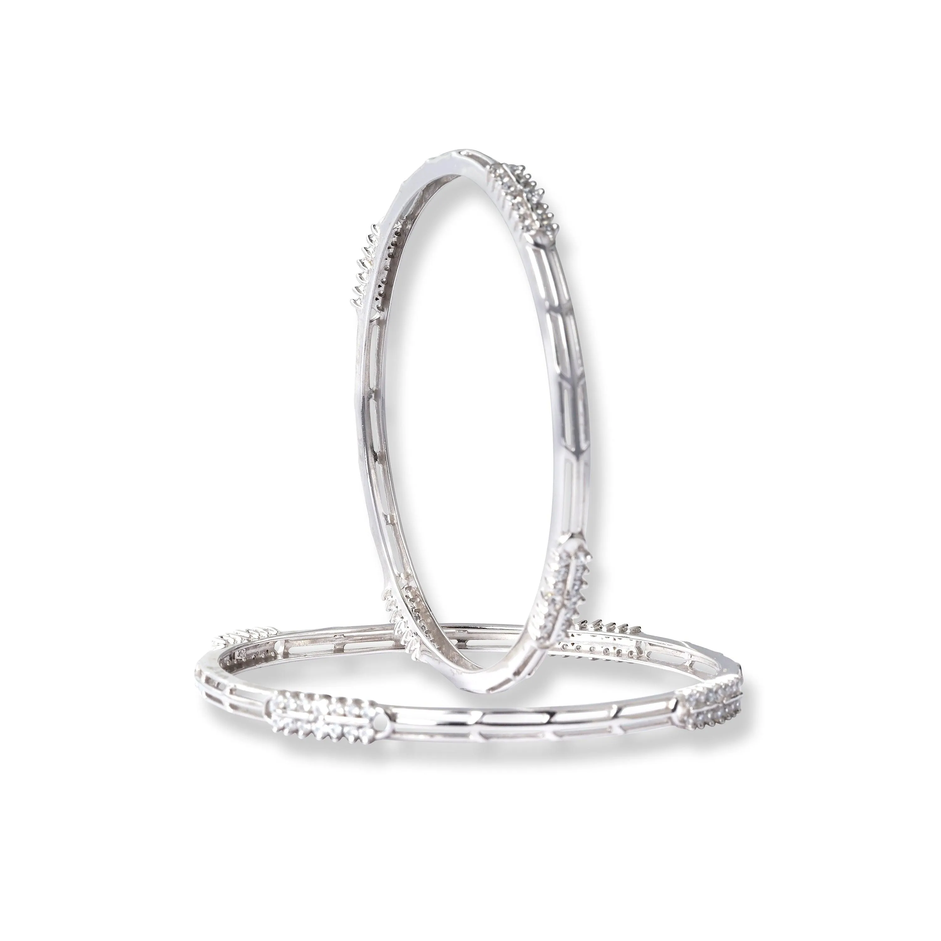 18ct White Gold Bangle with Cubic Zirconia Stones BG9023