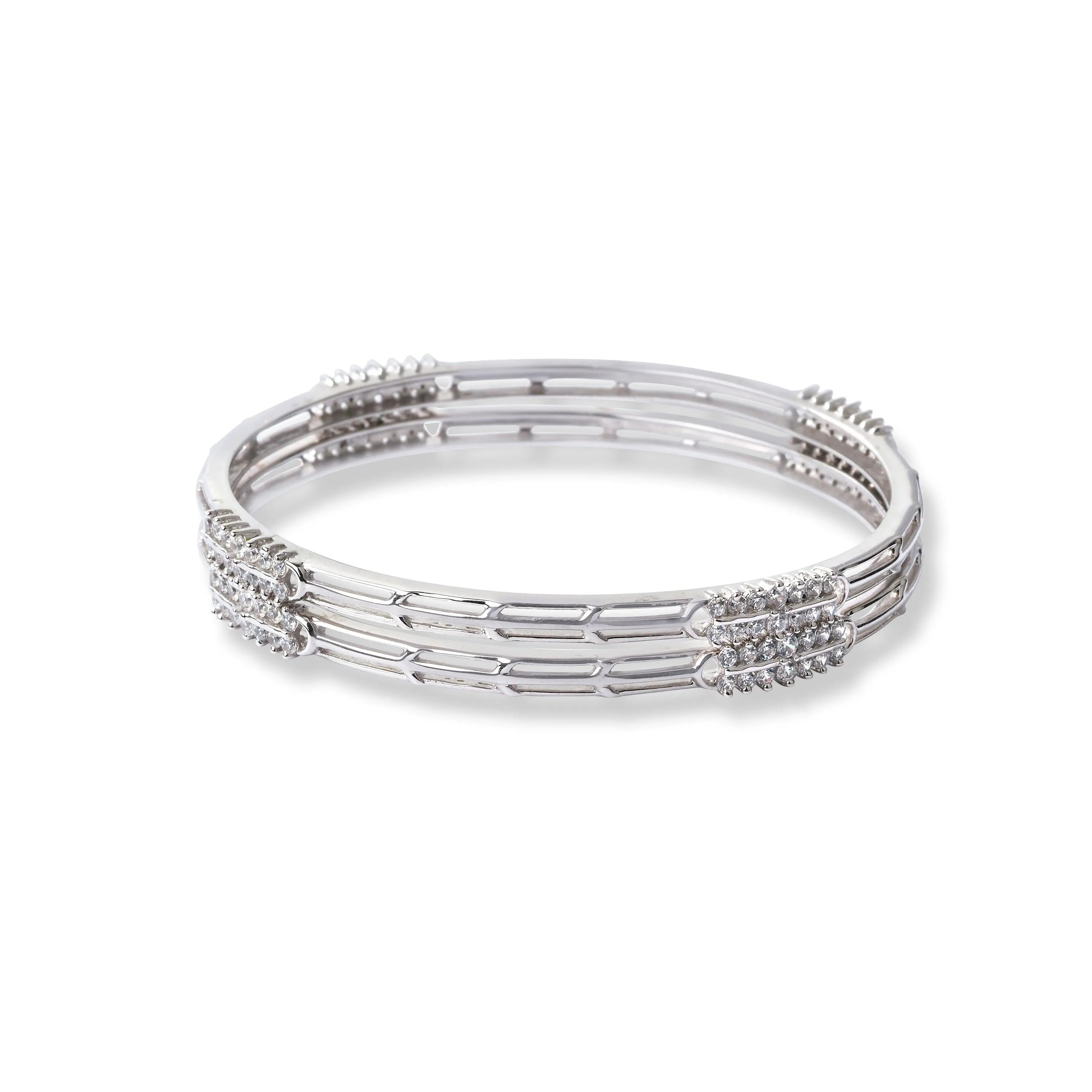 18ct White Gold Bangle with Cubic Zirconia Stones BG9023