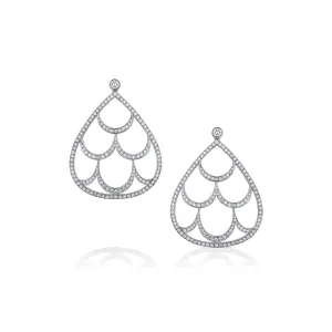 18kt White Gold 3.11ctw Diamond Tear Drop Chandelier Earrings