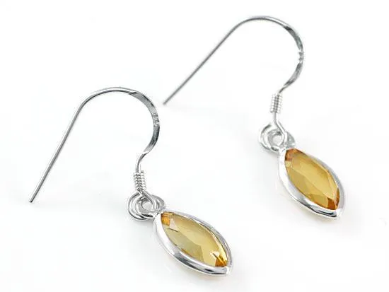 2 Carat Genuine Yellow Citrine 925 Sterling Silver Dangle Fine Earrings MXFE8005