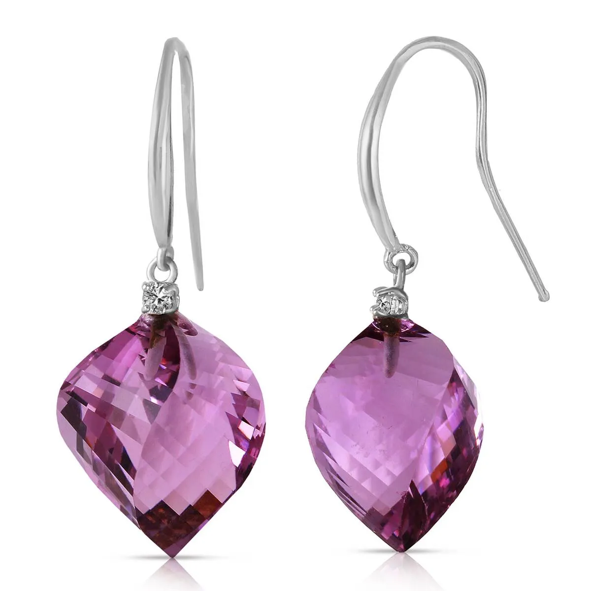 21.6 Carat 14K Solid White Gold Deeper Meanings Amethyst Diamond Earrings