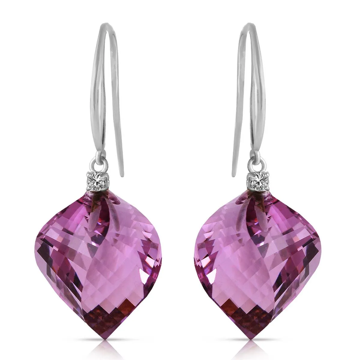 21.6 Carat 14K Solid White Gold Deeper Meanings Amethyst Diamond Earrings